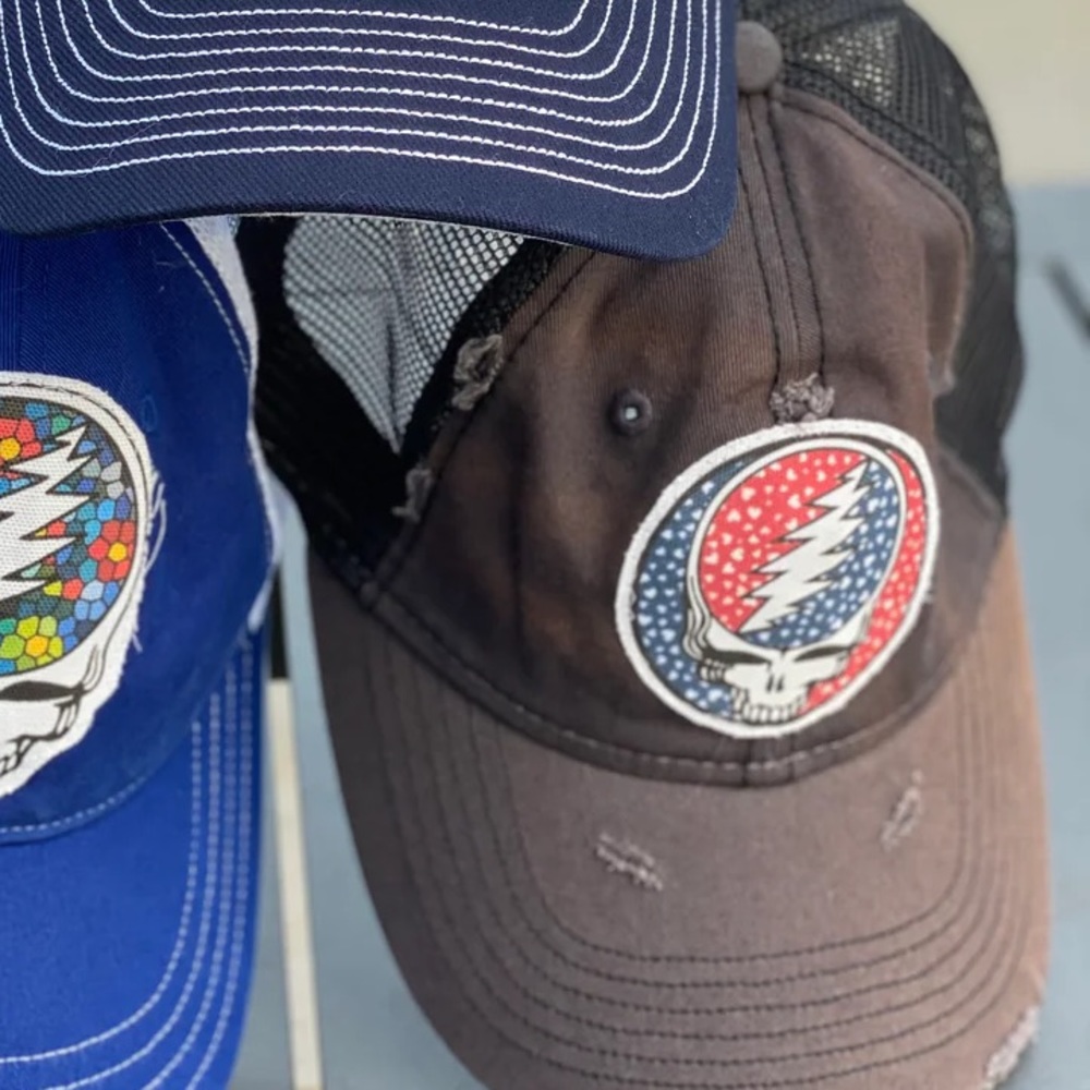Steal your face distressed baseball hat with handmade patch